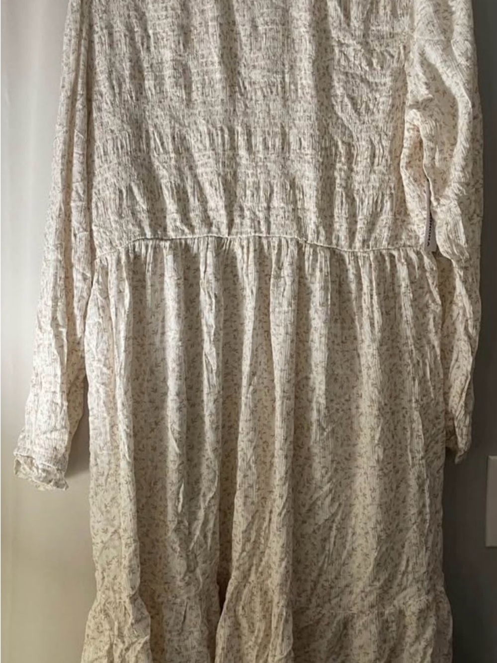 Sonoma Cream Floral Smocked Maternity Dress